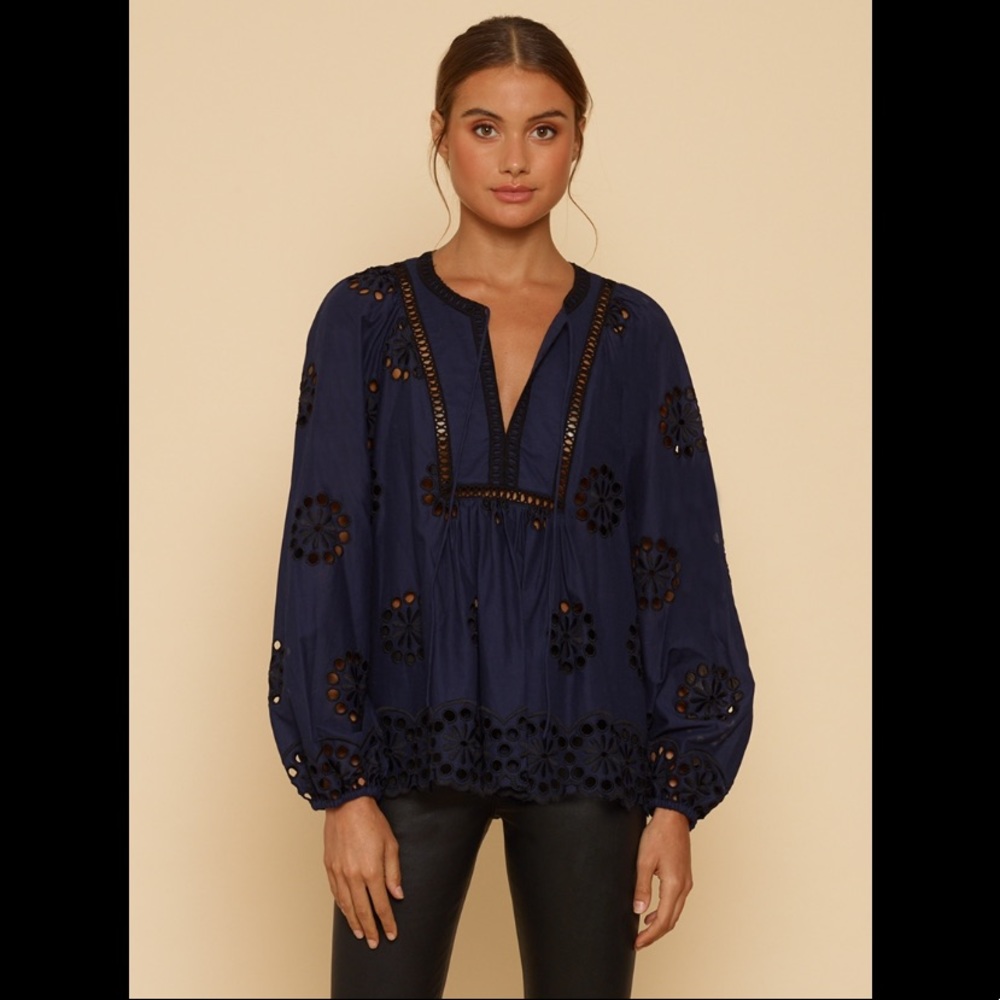 Long Sleeve Embroidered Peasant Blouse